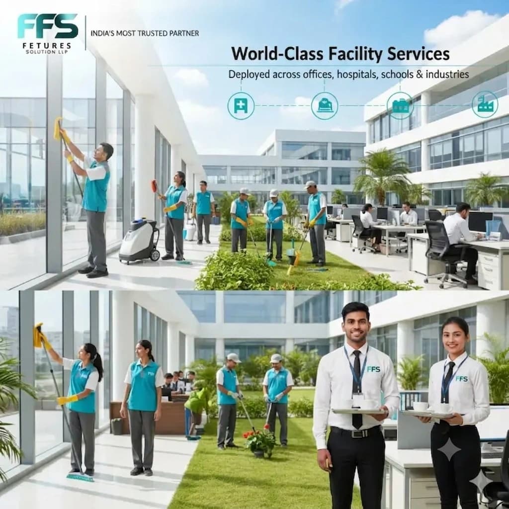 FFS Features Solution LLP facility management team performing professional housekeeping and operations services across corporate offices in India